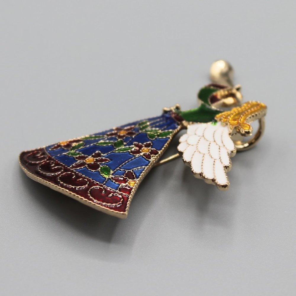 Angel Holidays Christmas pin brooch jewelry pendant necklace gold red green - Picture 10 of 12